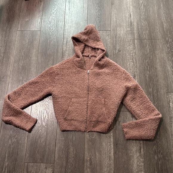 Skims Teddy Cropped Hoodie Womens Jacket Gray dustt rose Sherpa Dolman Soft - Picture 3 of 7